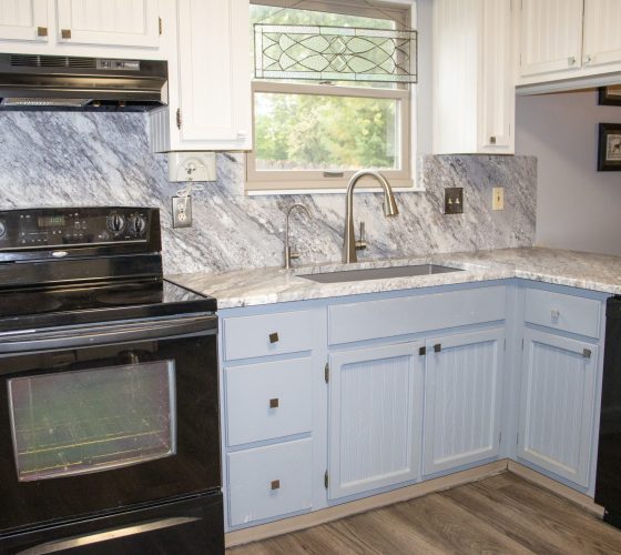 Granite Thunder White Leathered 3CM Kitchen Remodel by Olympia Stone project photo 2