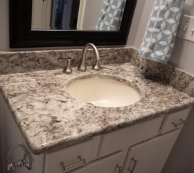 Kitchen remodel with new granite countertops with a new bathroom vanity top as well.