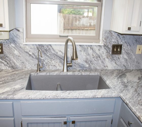 Granite Thunder White Leathered 3CM Kitchen Remodel by Olympia Stone project photo 9